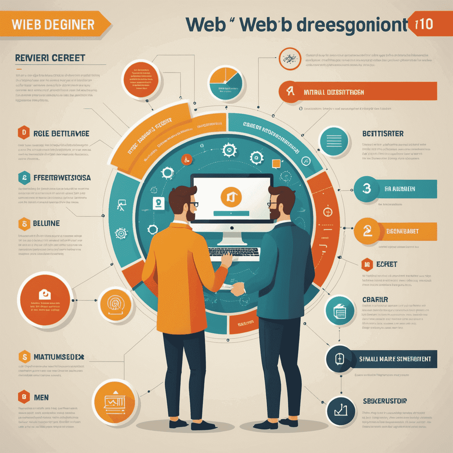 Infografía mostrando la progresión de carrera de un diseñador web desde principiante hasta experto