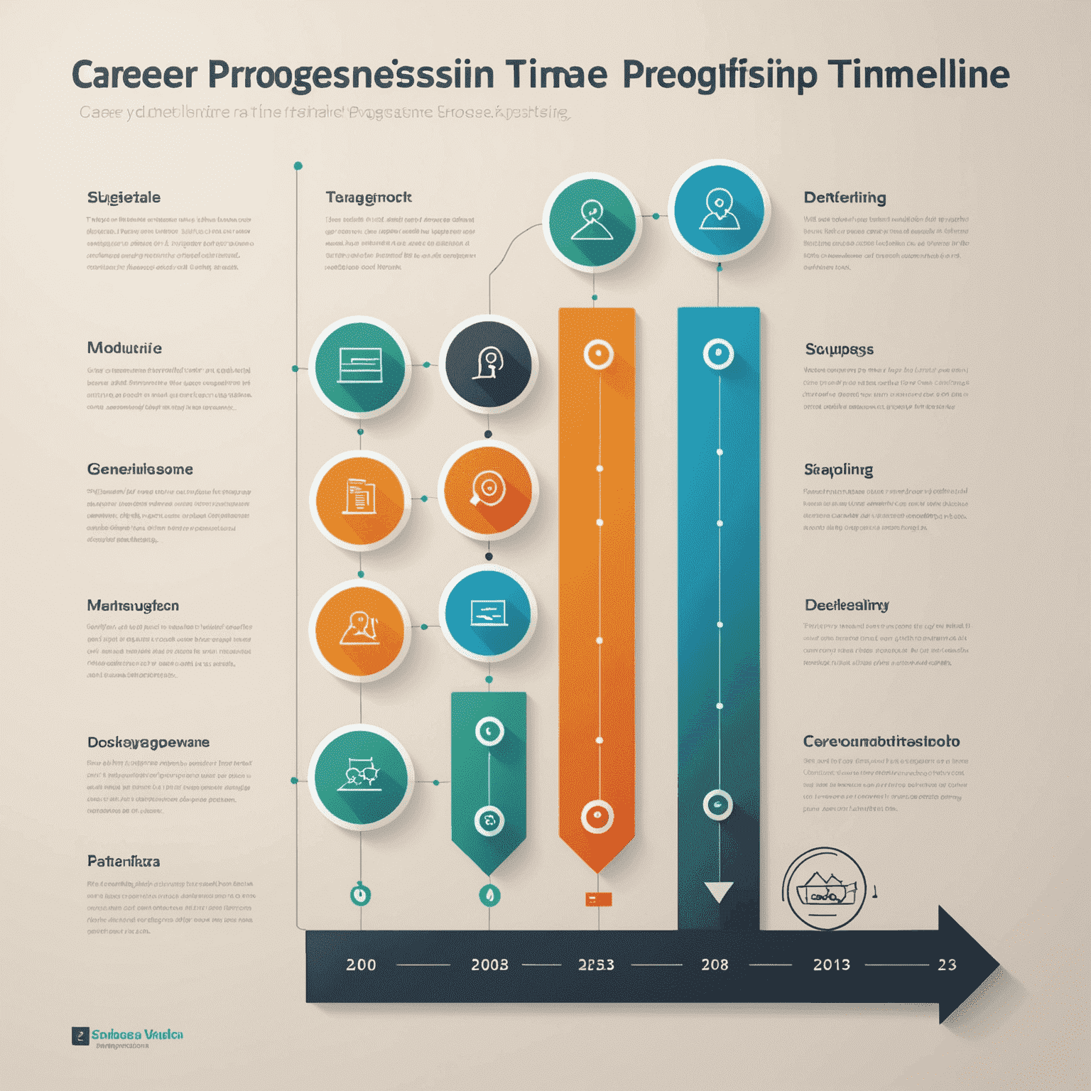 Imagen que muestra una línea de tiempo de progresión de carrera en diseño web, desde principiante hasta profesional